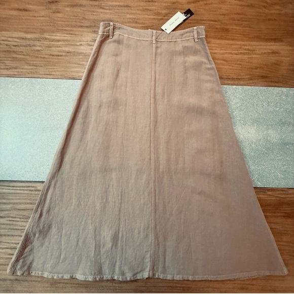 Tribal Jeans Tan Button-Front Linen Blend A Line Midi Skirt Size Small NWT - Picture 3 of 10